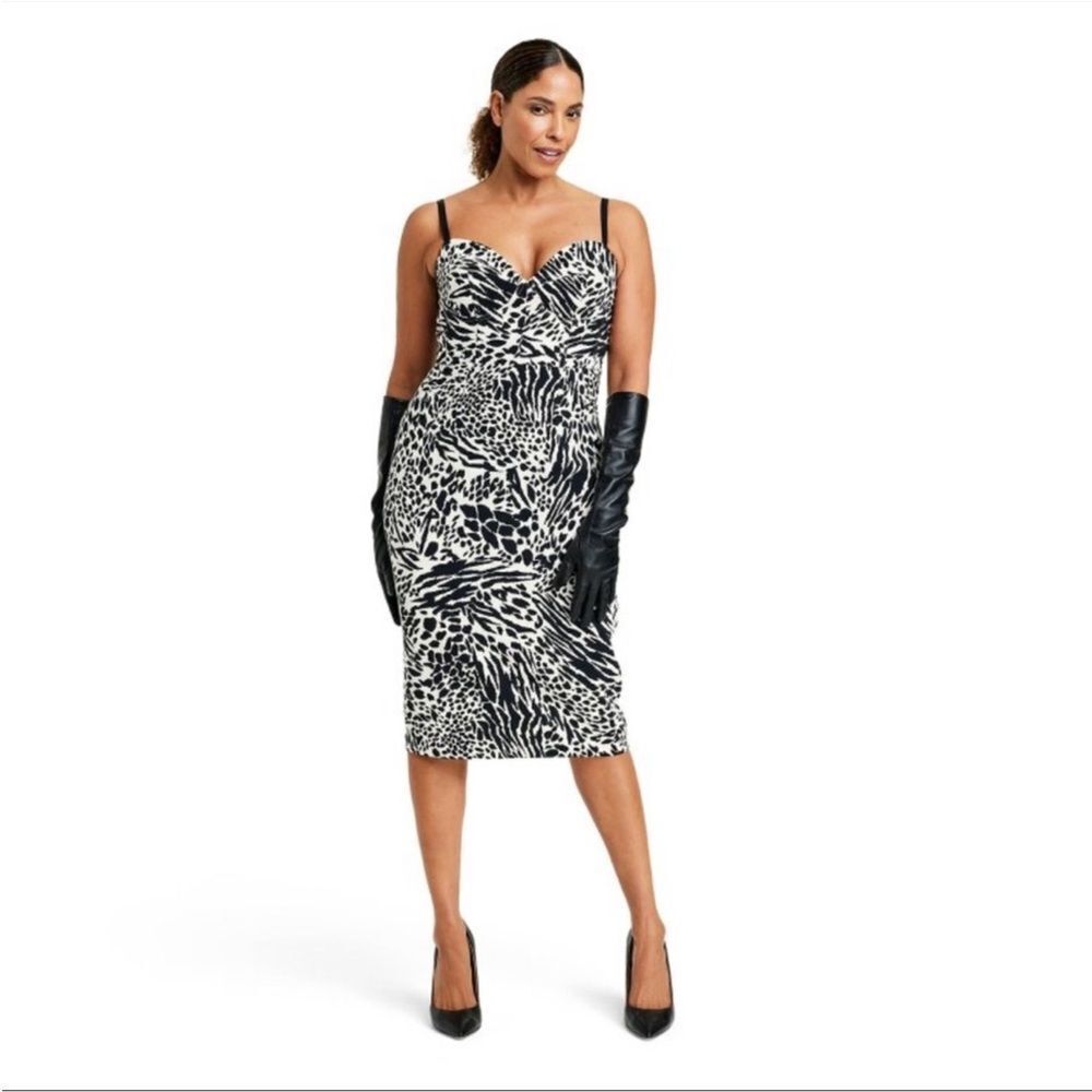 NWT Sergio Hudson x Target Collaboration Animal Print Bustier MIDI Dress size 8